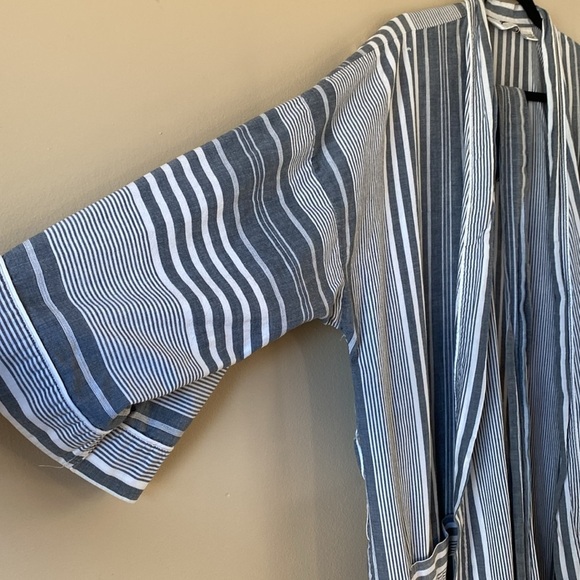 Vintage Pierre Cardin Unisex Robe One Size Kimono Robe Stripes 100% Cotton - Picture 5 of 6